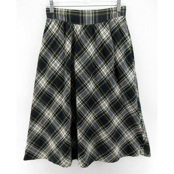 VINTAGE Classic of Boston Skirt 11 Tartan Plaid School Girl Midi 80s - Picture 1 of 10
